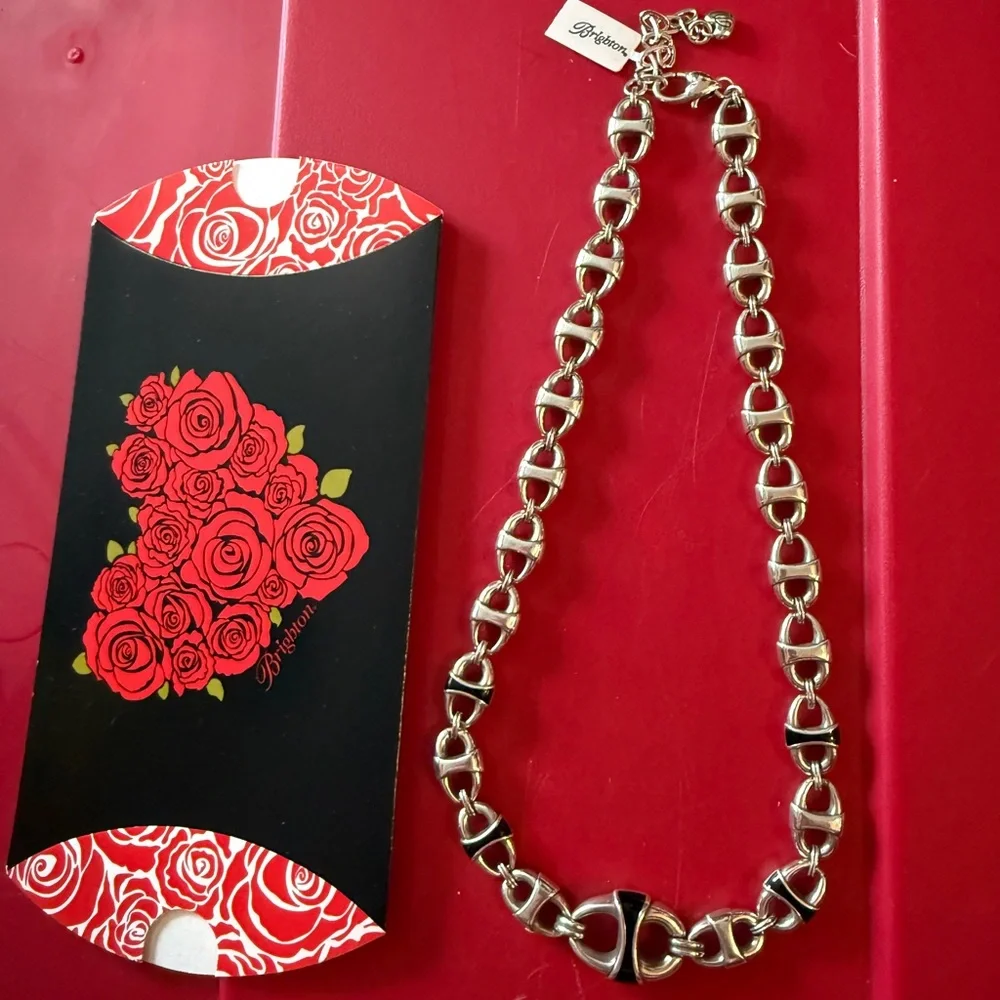 NWT Brighton Black and Silver Link Necklace - Picture 1 of 3